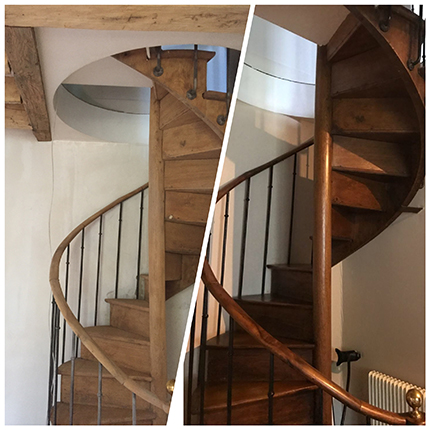 L'aérogommeuse pour décaper un escalier en bois par aérogommage