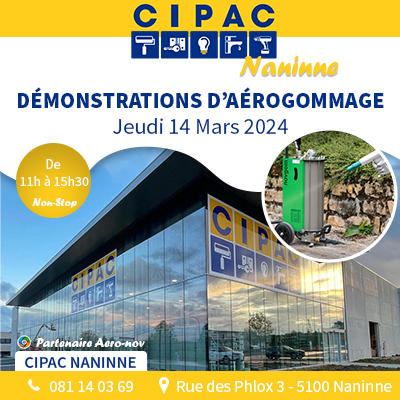Démonstration d'Aérogommage chez notre Partenaire CIPAC à Naninne