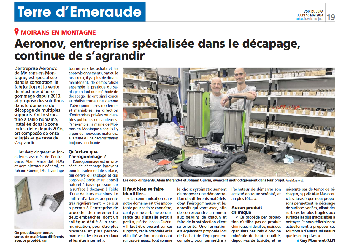 Zoom sur AERO-NOV Fabricant Français d'Aérogommeuses !